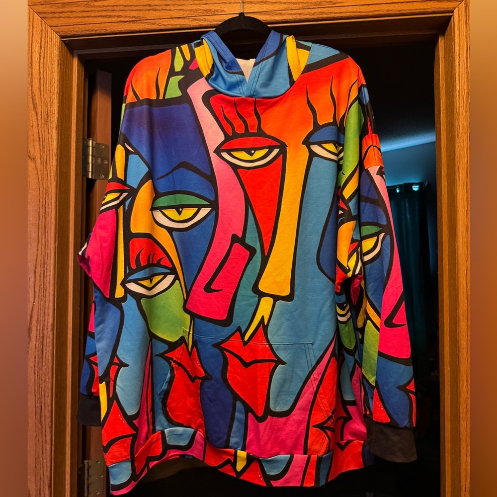 Colorful Abstract Face Hoodie